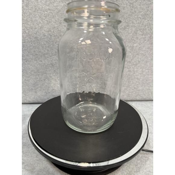 Vtg Clear Glass 1 qt STAR Mason Jar Embossed Rustic Farmhouse Wedding Decor - Picture 4 of 12